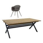 Salon de jardin: table acacia 200 300 cm samui et 8 fauteuils fjord
