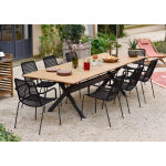 Salon de jardin: table acacia 200 300cm samui et 8 fauteuils esterel