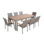 Salon de jardin: table aluminium 200 300 cm marbella et 8 fauteuils barcelona