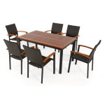 Salon de jardin : table barcelona 150 cm et 6 fauteuils barcelona