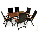 Salon de jardin:table barcelona 150 cm et 6 fauteuils dossier rglable