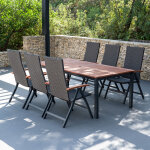 Salon de jardin:table barcelona 200 cm et 6 fauteuils dossier rglable