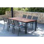 Salon de jardin:table barcelona 200cm et 6 fauteuils textilne figueras