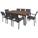 Salon de jardin:table barcelona 200cm et 8 fauteuils textilne figueras