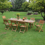 Salon de jardin: table bois d'acacia 180 240 cm danang