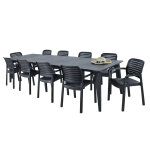 Salon de jardin : table lima 160 240 320 cm et 10 fauteuils chloe