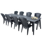 Salon de jardin : table lima 160 240 320 cm et 8 fauteuils santorini
