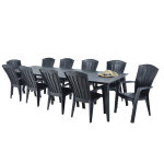 Salon de jardin : table lima 160 240 320 cm et10 fauteuils santorini