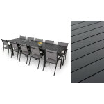 Salon de jardin: table malaga 2 3m et 10 fauteuils tunis gris