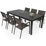 Salon de jardin: table malaga 2 3m et 6 fauteuils antalya taupe
