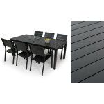 Salon de jardin: table malaga 2 3m et 6 fauteuils pradet gris anthracite Salon de jardin: table malaga 2 3m et 6 fauteuils pradet gris anthracite