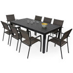 Salon de jardin: table malaga 2 3m et 8 fauteuils antalya taupe
