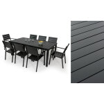 Salon de jardin: table malaga 2 3m et 8 fauteuils pradet gris anthracite Salon de jardin: table malaga 2 3m et 8 fauteuils pradet gris anthracite