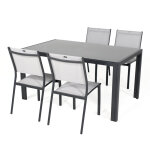 Salon de jardin: table palerme 150cm et 4 chaises antibes