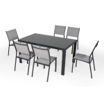 Salon de jardin: table palerme 150cm et 6 chaises antibes