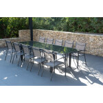 Salon de jardin: table palerme 2 3m et 10 fauteuils antalya taupe