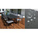 Salon de jardin: table palerme 2 3m et 10 fauteuils antibes gris clair