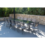 Salon de jardin: table palerme 2 3m et 12 fauteuils antalya taupe