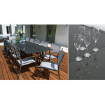 Salon de jardin: table palerme 2 3m et 12 fauteuils antibes gris clair