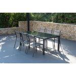 Salon de jardin: table palerme 2 3m et 6 fauteuils antalya taupe