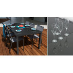Salon de jardin: table palerme 2 3m et 6 fauteuils antibes gris clair