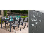Salon de jardin table palerme 2  3m avec 6 fauteuils tunis gris clair