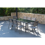Salon de jardin: table palerme 2 3m et 8 fauteuils antalya taupe