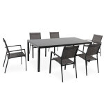 Salon de jardin: table palerme 2m et 6 fauteuils antalya