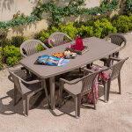 Salon de jardin: table rsine 180 cm ocean et 6 fauteuils aruba