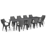 Salon de jardin: table rsine lima 160 240 320 cm et 10 fauteuils dante