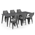 Salon de jardin: table rsine lima 160 240 cm et 6 fauteuils dante