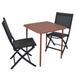 Salon de jardin table terracota et 2 chaises pliantes anthracite Salon de jardin table terracota et 2 chaises pliantes anthracite
