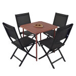 Salon de jardin table terracota et 4 chaises pliantes anthracite Salon de jardin table terracota et 4 chaises pliantes anthracite