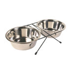 Support en mtal pour 2 gamelles en inox 1, 8l