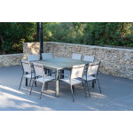Table en aluminium extensible 95 150 cm galice et 8 fauteuils antibes