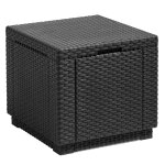 Table d'appoint de jardin en rsine avec rangement 42 cm graphite cube