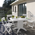 Table de jardin pliante vega blanc l. 118 cm Table de jardin pliante vega blanc l. 118 cm