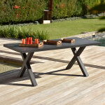 Table de jardin verre dcor pierre 200 cm messine