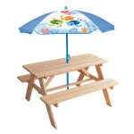 Table pique nique bois avec parasol tortue