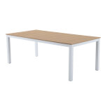 Table roma en aluminum blanc et bois composite 2m