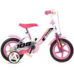 Vlo 10 pouces pour filles blanc et rose avec 1 frein