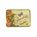 Bo�te en m�tal chocolates � motifs fleurs