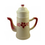 Cafeti�re brocante � filtre en m�tal �maill� couleur ivoire luneville 1l