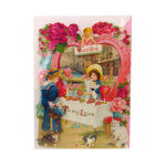 Carte postale et son enveloppe th�me saint valentin