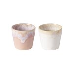 Lot de 2 gobelets en gr�s blanc et rose 9cl