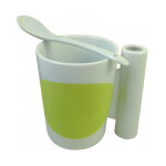 Mug et cuill�re en porcelaine avec ardoise verte