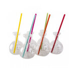 Mug fiole en verre et sa paille colore