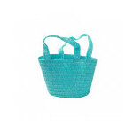 Panier en paille turquoise
