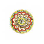 Plateau rond en mlamine jaune motif mosaik 35cm