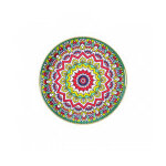 Plateau rond en mlamine vert motif mosaik 35cm